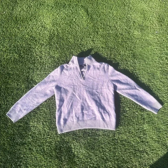 Lands’ End Lavender Wool/Cashmere 1/4 zip pullover - Picture 2 of 6
